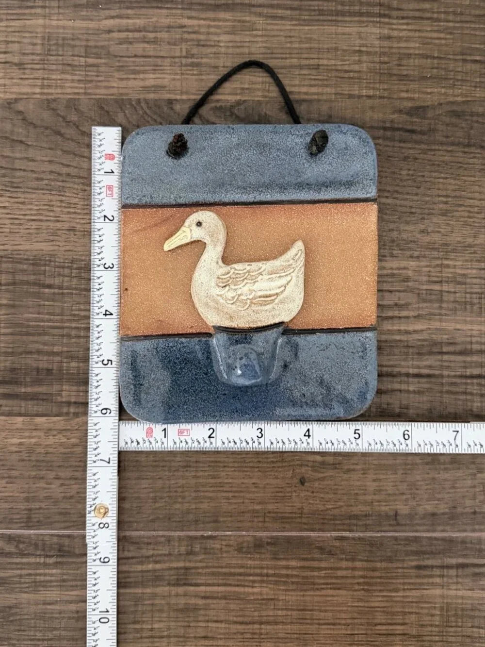 Vintage Ceramic Tile 3D Duck Hand Towel Holder Wall Hook Farmhouse Cottagecore
